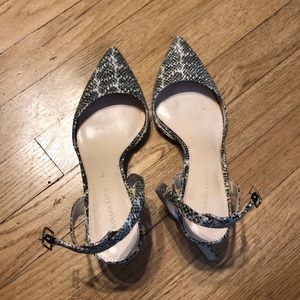 Black/white snake print heels